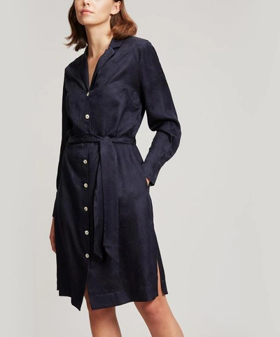 Liberty London Hera Silk Jacquard Nightshirt In Navy