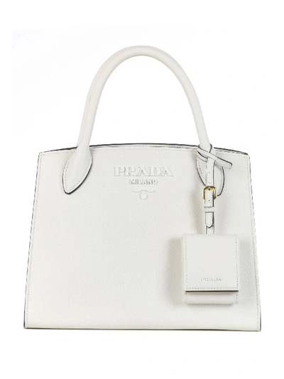 Prada Small Monochrome Tote In White