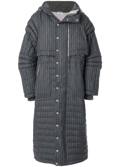 Thom Browne Articulated Chalk-striped Down Fill Parka - Grey