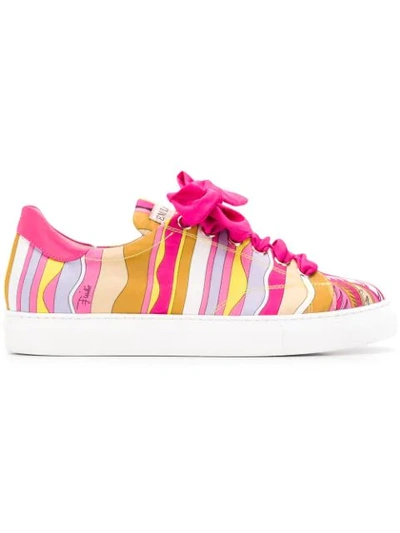 Emilio Pucci Guanabana Print Twill Trainers In Pink