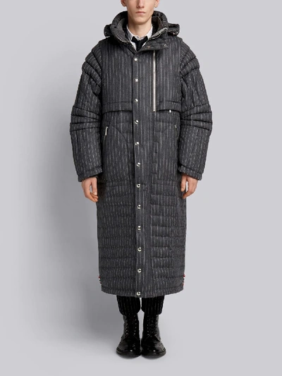 Thom Browne Articulated Chalk-striped Down Fill Parka In Grey