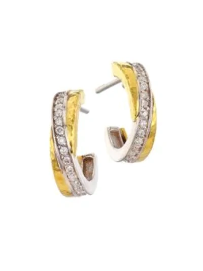 Gurhan Women's Duet Two-tone 18k & 24k Gold Diamond Pavé Hoop Earrings