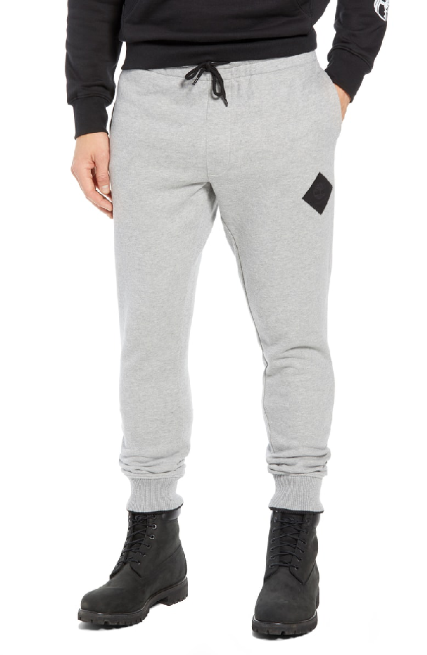 grey sweatpants timberlands