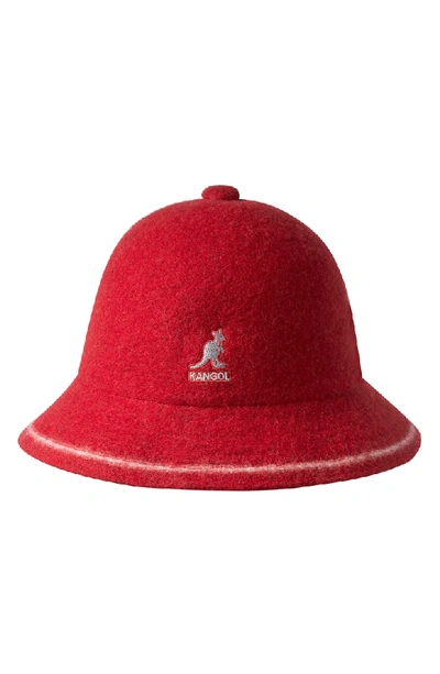 Kangol Cloche Hat In Red/ Off Wht