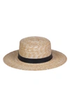 Lack Of Color Spencer Leather Band Straw Hat - Brown In Natural/ Black