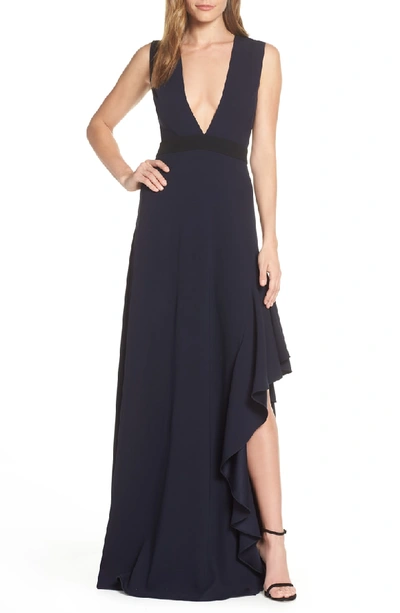 ml Monique Lhuillier ml Monique Lhullier Sleeveless Crepe Gown In Midnight