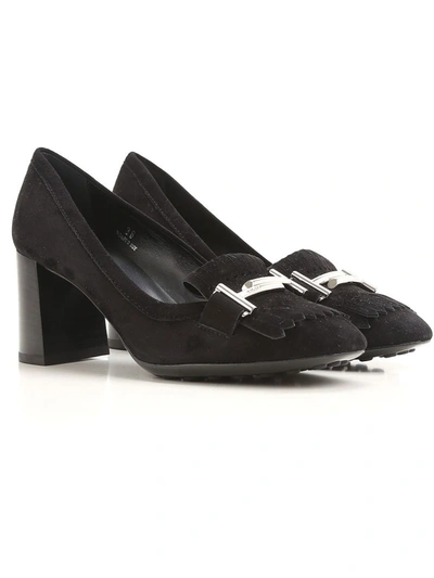 Tod's Tods Court Shoe In Suede In Black