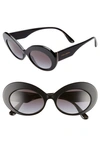 Dolce & Gabbana 55mm Gradient Oval Sunglasses In Black/ Black Gradient