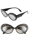 Dolce & Gabbana 55mm Gradient Oval Sunglasses In Black Leopard Gradient Mirror