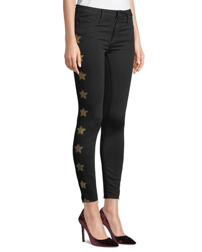 Black Orchid Noah Ankle Fray Skinny Jeans With Metallic Stars In So Black