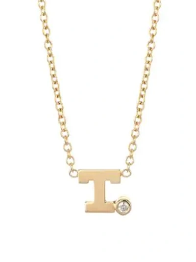 Zoë Chicco Diamond & 14k Yellow Gold Initial Pendant Necklace In Initial T