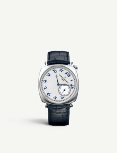 Vacheron Constantin 82035/000p-b168 Historiques Platinum And Alligator Leather Watch In Blue/silver