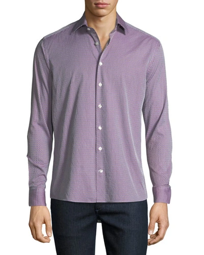 Etro Men's Textured Cotton Sport Shirt In Purple