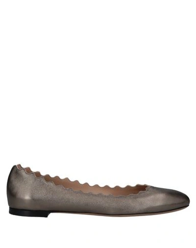 Chloé Women's Lauren Scalloped Ballet Flats In Ultimate Brown Crackled Leather