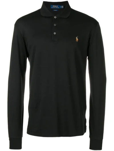 Polo Ralph Lauren Logo Embroidered Polo Shirt In Black