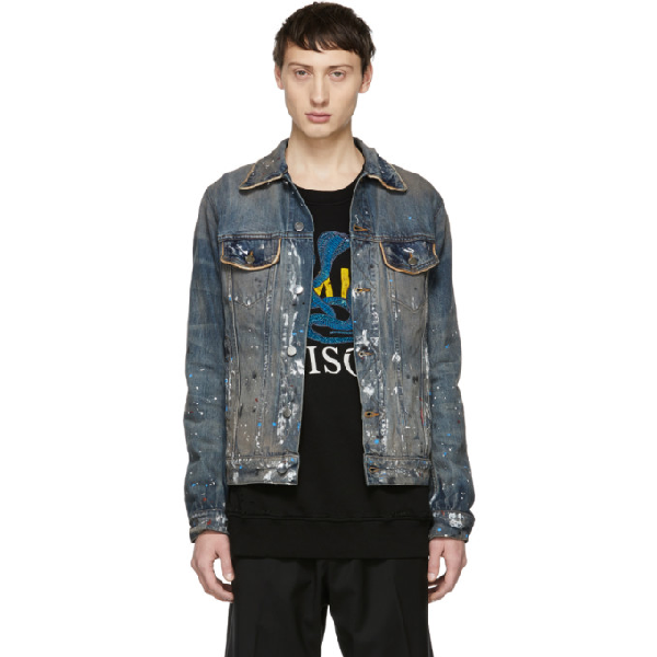 amiri paint splatter denim jacket