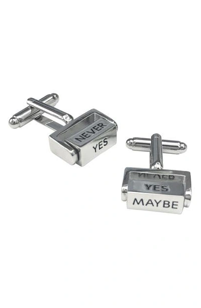 Link Up Yes/no/maybe Spinner Cufflinks In Silver
