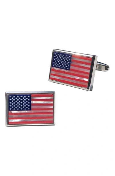 Link Up Mother-of-pearl American Flag Cufflinks In Multi