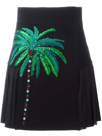 Fausto Puglisi Embroidered Side Pleat Skirt In Black