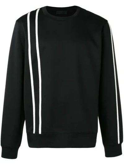 Helmut Lang Sport Stripe Print Sweatshirt In Black White