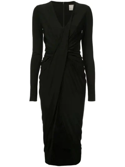 Jason Wu Surplice Silk Charmeuse Dress In Black