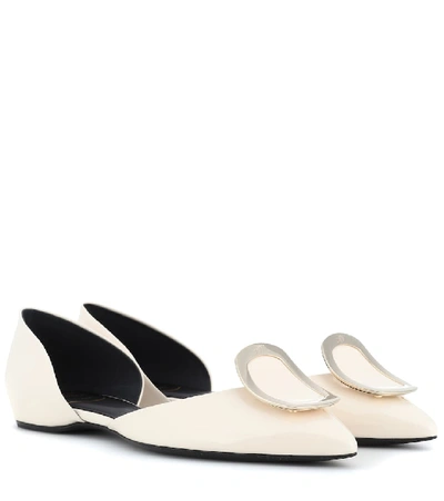 Roger Vivier Dorsay Sexy Choc Patent Leather Ballerinas In White