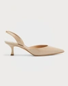 Manolo Blahnik Carolyne Leather Low-heel Slingback Pump In Nude