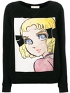 Gucci 'viva! Volleyball' Manga Crewneck Cotton Jersey Sweatshirt In Black