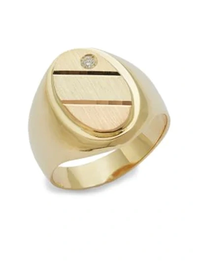 Sphera Milano 14k Yellow Gold, Rose Gold, White Gold & Diamond Signet Ring