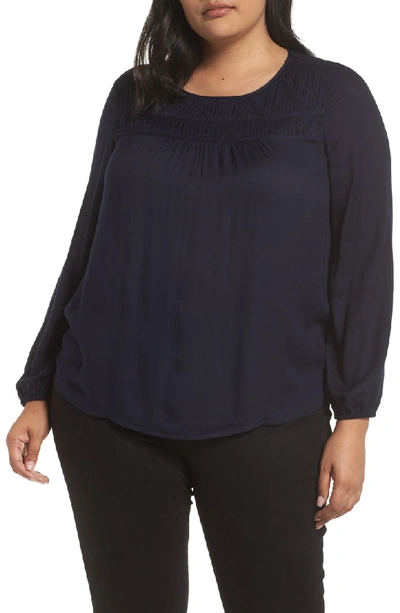 Vince Camuto Pleat Yoke Top In Classic Navy