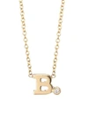 Zoë Chicco Diamond & 14k Yellow Gold Initial Pendant Necklace In Initial B