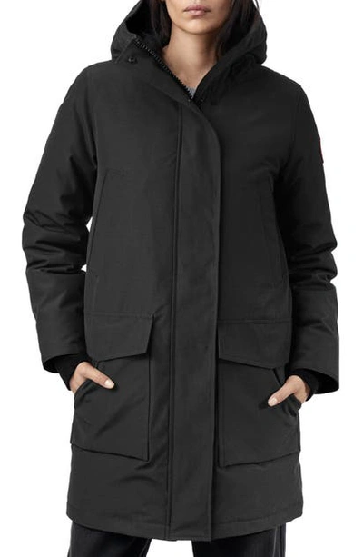 Canada Goose Canmore Streamline Hooded Parka Coat In Black