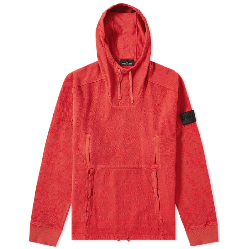 Stone Island Shadow Project Panama Camo Popover Hoody In Red