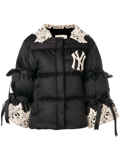 Gucci Women's Nylon Jacket With Ny Yankees™ Patch In Black Nylon