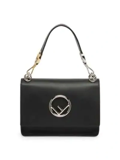 Fendi Kan I F Leather Shoulder Bag In Nero Palladio