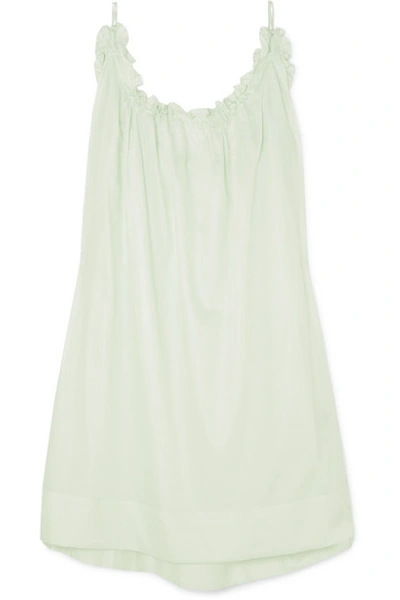 Three Graces London Nightingale Ruffled Cotton-voile Nightdress In Mint