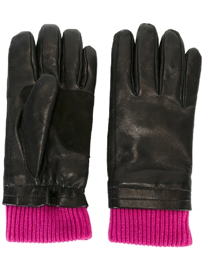 Ami Alexandre Mattiussi Black & Purple Rib Cuff Gloves