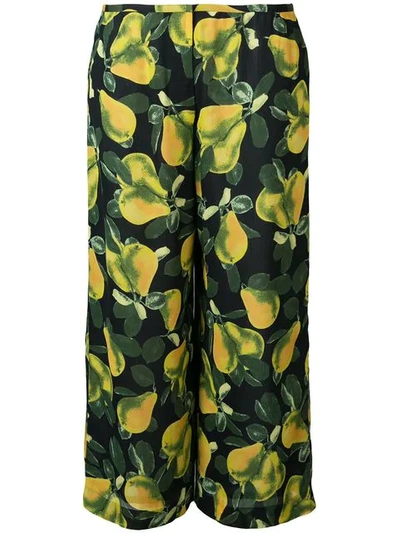 Marc Jacobs Redux Grunge Pear Georgette Crop Trousers In Green Multicolor