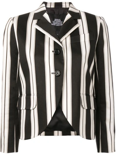 Marc Jacobs Redux Grunge Wide Stripe Stretch Cotton Blazer In Black Ivory