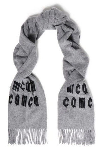 Mcq By Alexander Mcqueen Mcq Alexander Mcqueen Woman Embroidered Wool Scarf Gray