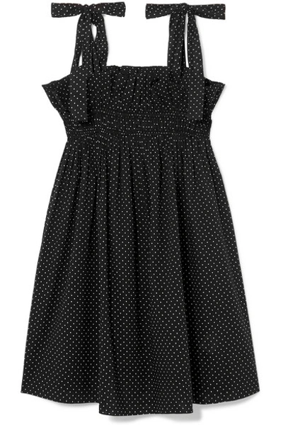 Ganni Polka-dot Cotton-voile Mini Dress In Black