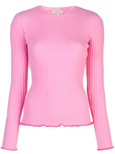 Milly Ribbed Pullover Sweater In Candy Pink