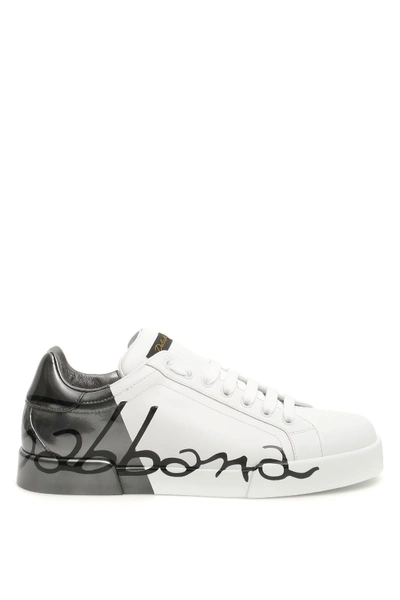 Dolce & Gabbana Portofino Sneakers In Bianco Rutenio