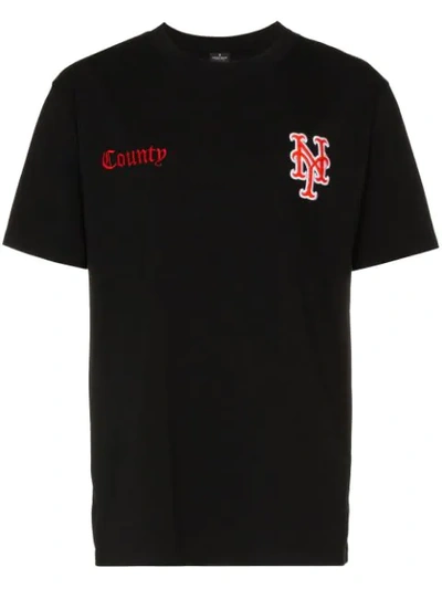 Marcelo Burlon County Of Milan Ny Mets Embroidered Ribbed Neck T-shirt In Black