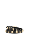 Valentino Garavani Rockstud Double-strap Leather Bracelet In Black