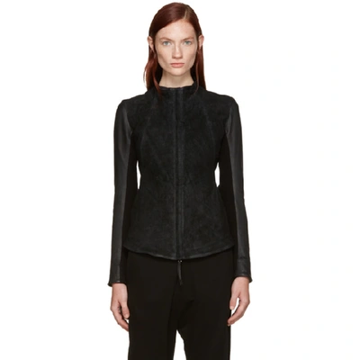 Boris Bidjan Saberi Black Brushed Suede Jacket In C4 Black