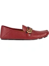 Gucci Leather Driver With Web - Red In Brown