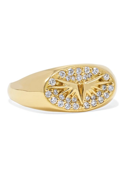 Foundrae Baby Wings 18-karat Gold Diamond Signet Ring
