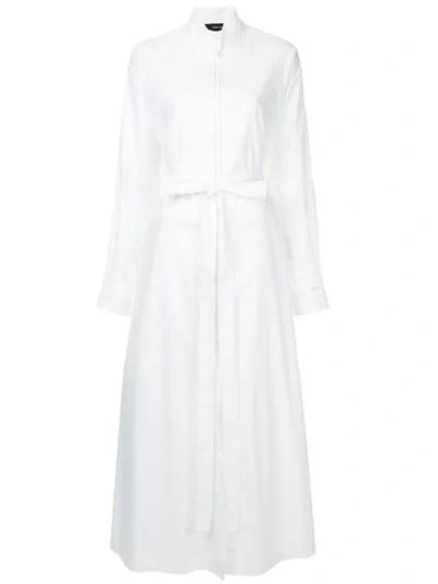 Isabel Benenato Long Shirt Dress In White