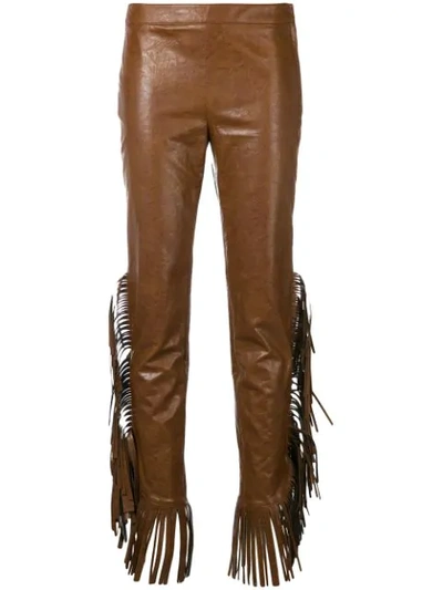 Giamba Fringed Sides Trousers In Brown